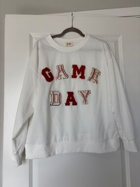 Bibi white Game Day baseball chenille patch sweatshirt size XL